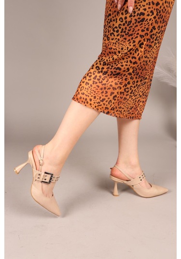 Dainty Troklu Topuklu Ayakkabı Bej-7946 Bej