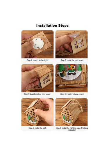 Reedark Noel Işıklı Ahşap Ev Dekoru - Dıy Aydınlatmalı Kulübe, Bar/kafe Süsü, Hediye Seçeneği Diğer