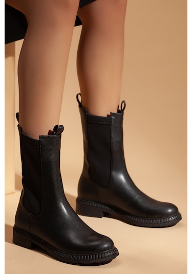 D408 Kadın Topuklu Bot Siyah
