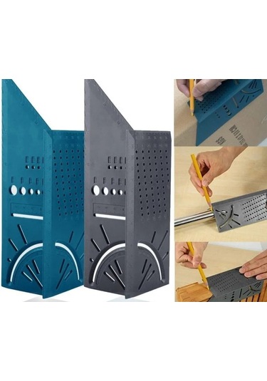 Geeksen 200x60mm Çift Ölçekli Plastik Açı Cetveli - Ahşap İşleri Ve İnşaat İçin
