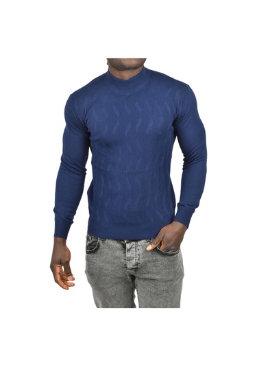Deepsea Erkek Lacivert Dar Kesim Yarım Balıkçı Yaka Desenli Triko Yarım Boğazlı Kazak 2505505 Lacivert Deepsea Erkek Lacivert Dar Kesim Yarım Balıkçı Yaka Desenli Triko Yarım Boğazlı Kazak 2505505 Lacivert