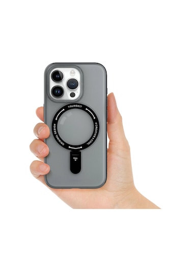 İphone 15 Pro Max Uyumlu Kılıf Magsafe Şarj Özellikli Youngkit Rock Serisi Kapak Beyaz