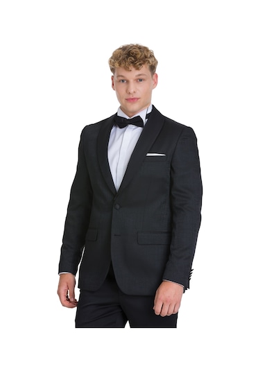 Hatemoğlu Siyah Slim Fit Çıkma Sivri Yaka Klasik Damatlık 36035 Siyah