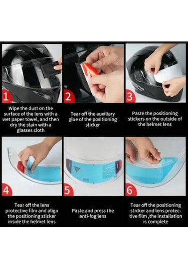 Motosiklet Kask Vizör Buğu Önleyici Pinlock Üniversal Dayanıklı Nano Kaplama Yapışkan Anti Fog