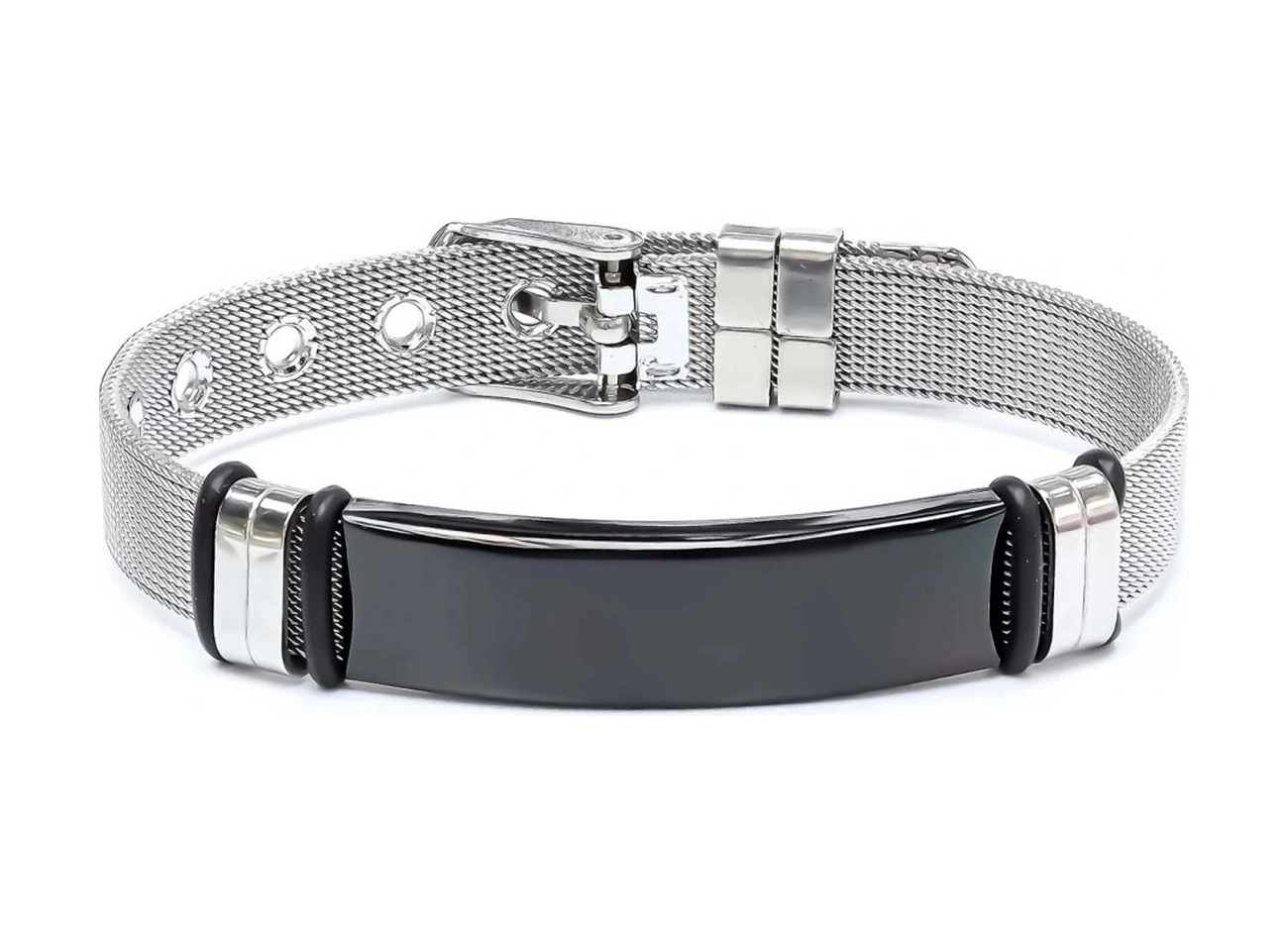 Moncuk Design Kişiselleştirilebilir İsim Yazılabilir Ayarlanabilir Kordonlu Çelik Bileklik 3351ebf2d Siyah