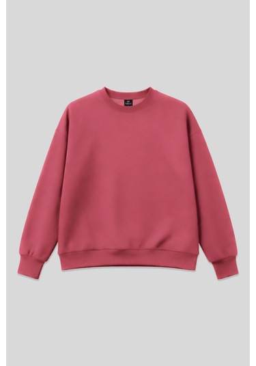 Yaban Gülü Basic O Yaka Oversize Kadın Sweatshirt - 97053 Pembe