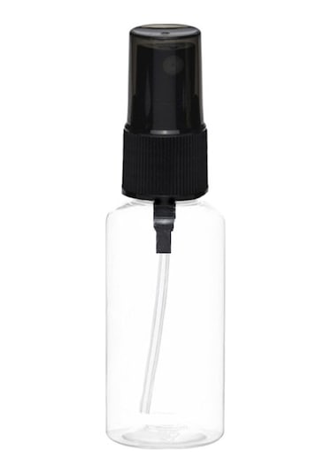 100 Adet - 30ml Plastik Mini Boş Şeffaf Pet Sprey Şişe - Siyah Sprey Başlık