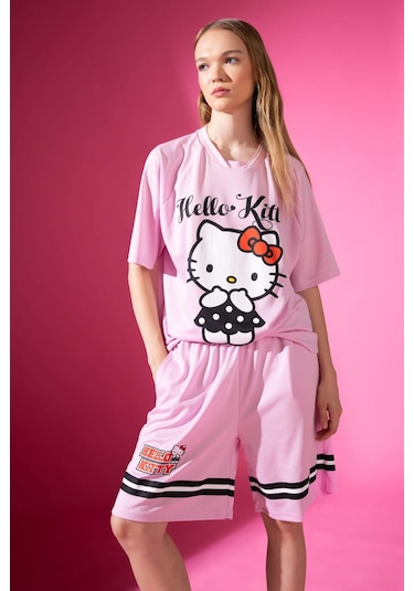 Defacto Coool Hello Kitty Loose Fit Şort D4219AX24HSPN614 Pembe