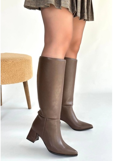 Biçomi Roksa Acı Kahvei Cilt Topuklu Çizme Çok Renkli