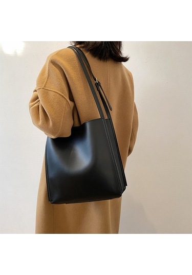 Luckydog Kadınlar İçin Siyah Klasik Desenli Büyük Kapasiteli Pu Çanta - 2020 Sonbahar/kış Modelleri, Tek Bölmeli, Zip Ve Kanca Siyah