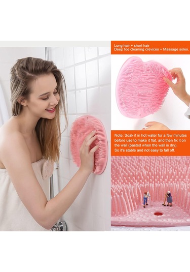 Toplu Paket Duş Sırt Ve Ayak Fırçası, Duvara Monte Sırt Fırçası Vantuzlu Silikon Banyo Masaj Fırçası Çok Renkli