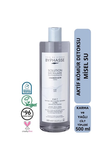 Byphasse Micellar Yüz Ve Makyaj Temizleyici Aktif Kömür Misel Su 500 ML