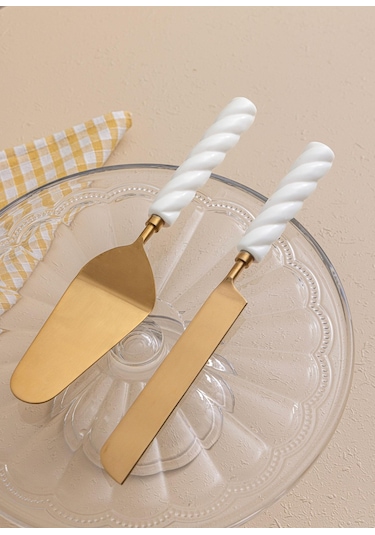 The Mia Column Pasta Servis Takımı 2 Parça Gold