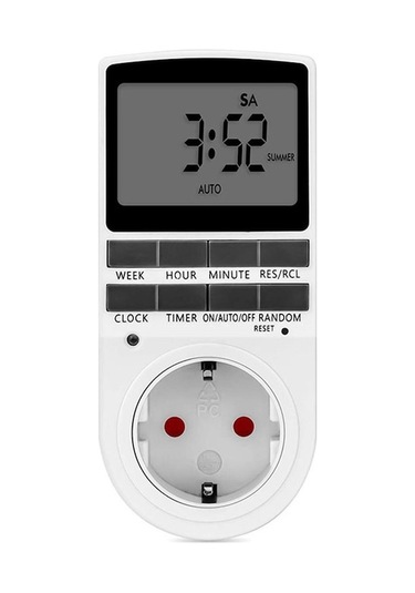 Eu Şarjlı Akıllı Zamanlayıcı: Büyük Lcd Ekranlı, 16a/3680w, Rastgele Ve Yaz Saati Fonksiyonlu, 12/24 Saat Formatı