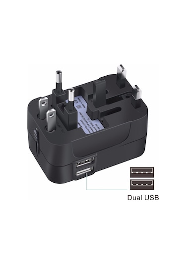 Taşınabilir Çok Fonksiyonlu Çift Usb Bağlantı Noktaları Küresel Evrensel Seyahat Duvar Şarj Cihazı Güç Soketi, İpad, İphone, Galaxy, Huawei, Xiaomi, Lg, Htc Ve Diğer Akıllı Telefonlar İçin, Şarj Edilebilir Cihazlar Mavi