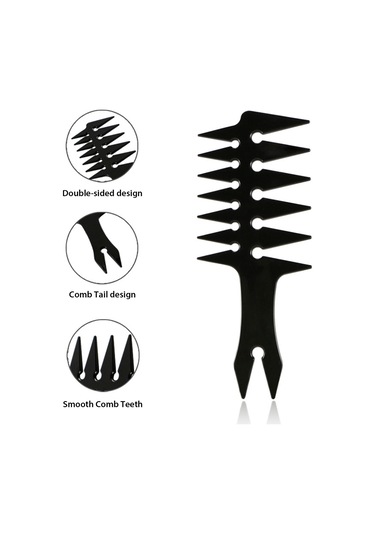 Vkemall Erkekler İçin Vintage Yağlı Saç Stili Oluşturucu Çift Taraflı Dokulu Saç Tarakası - Pp Malzeme Antistatik Dayanıklı