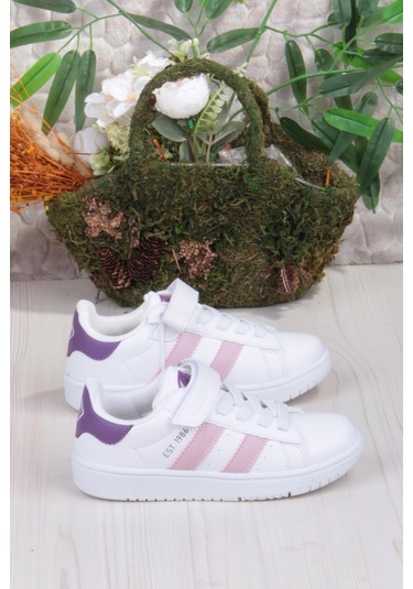 Fort Cool Cooper Rahat Esnek Sneaker Kız Çocuk Spor Ayakkabı Beyaz-Pudra