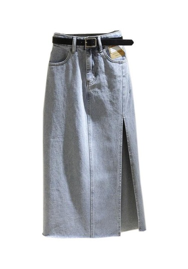 Plaj Yaz Kadın Kot Etek Klasik Açık Mavi Yüksek Bel Günlük Kot Bayan Kot Etek Siyah