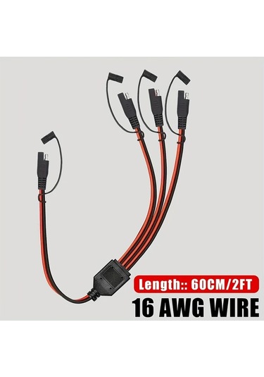 Meridiangoods 1 Parça 16awg Sae Uzatma Y Splitter Bağlantı Kablosu 1e 3 Seçenek Güç Konnektörü 60cm