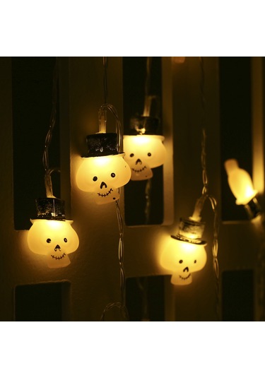 Suofeng Halloween Siyah Beyaz Kelepçe Şekilli 3 Metre 20 Ledli Pencere Duvar Ağaç Dekoratif Işık Zinciri 1 Adet