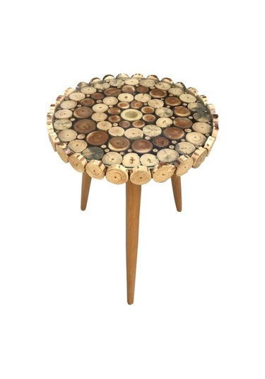 Zigon Sehpa KÜTÜK KESME  Model Doğal Ağaç Natüre Kayın Torna RETRO ayak El Yapım