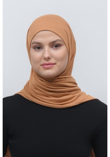 Altobeh Tesettür Kadın Düz Renk Penye Şal Hijab - Taba