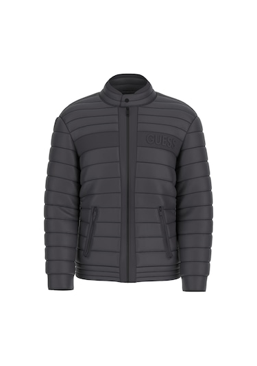Guess Erkek Kapitone Fermuarlı Biker Ceket - Siyah Siyah