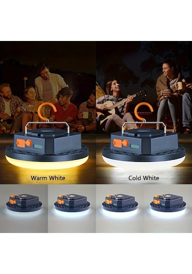 Cordial 7200mah Beyaz Şarj Edilebilir Lityum Pil Led Kamp Lambası Taşınabilir Acil Durum Çadır Lambası 2 Mod Sıcak Soğuk Beyaz 15w