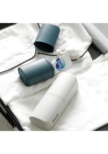 Sones İş Seyahatleri İçin Taşınabilir Diş Fırçası Kapları Kapaklı Yaratıcı Ağız Suyu Kapları, Stil: Alt Şişeli Gri Beyaz