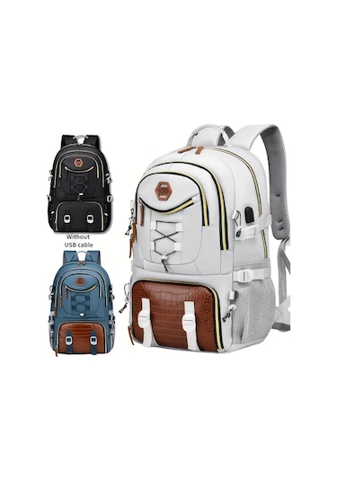 Topshop1 Siyah Siyah Oxford Sirt Cantasi Ayarlanabilir Askilar Coklu Cepler Genis Kapasiteli Usb Sarj Portlu Siyah