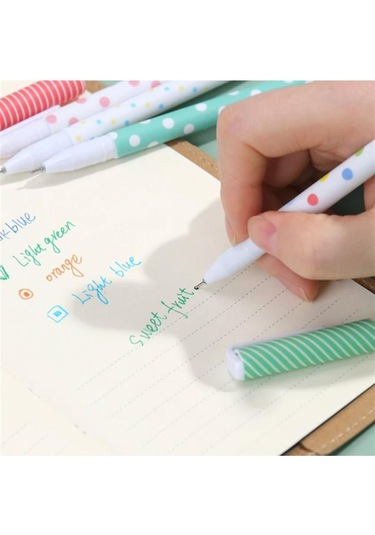 Puantiyeli 6'lı Tükenmez Kalem Seti Mavi