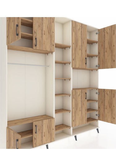 Arges Dolap 18 Raflı 8 Kapaklı Tek Askılı 220x30x243 Aytaşı-çam/çam Atlas Çam/atlas Çam