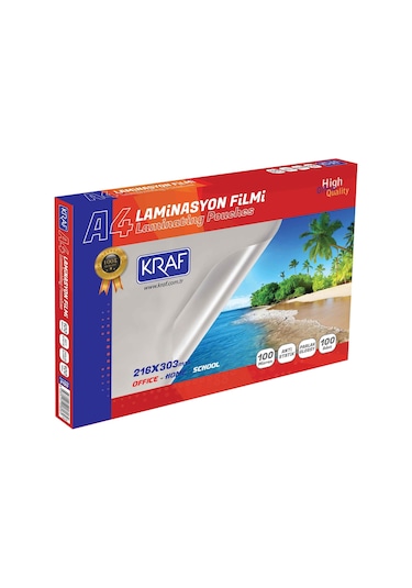 Kraf Laminasyon Filmi Parlak A4 100 Micron 100'lü