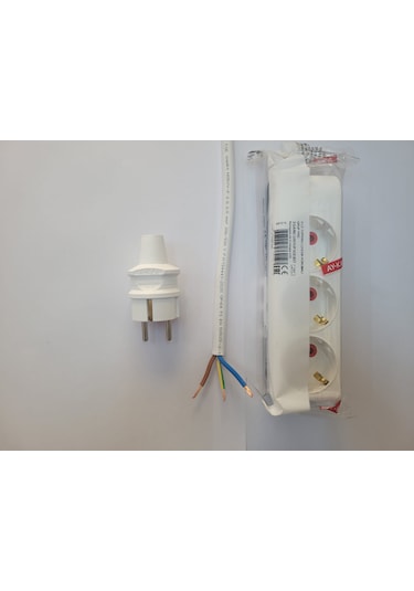 3x2,5 Ttr Tam Bakır Kablolu Kaliteli 3 Lü Grup Priz 2 Mt