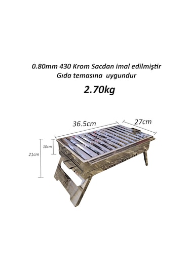 Krom Katlanır Mangal Orta Boy Çok Renkli