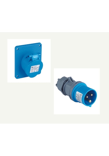 Tekne Karavan Eğik Priz + Fiş Takımi 3X16 Amper 2'Li Set