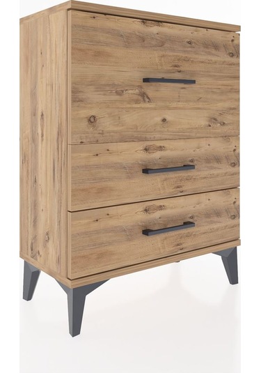 Arges Komodin Tek Raflı 2 Çekmeceli 60x30x80 Çam-çam Çam