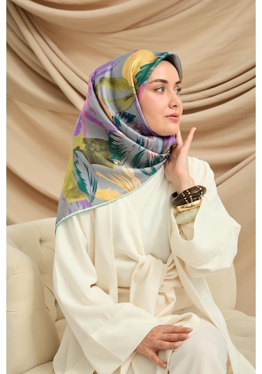 Silk Home Twill İpek Eşarp 11480-51 Metalik Gri, Pembe, Mor, Yeşil, Yağ Yeşili