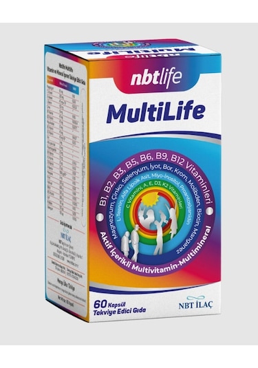 Nbt Life Multilife Multivitamin Multimineral Takviye Edici Gıda 60 Kapsül