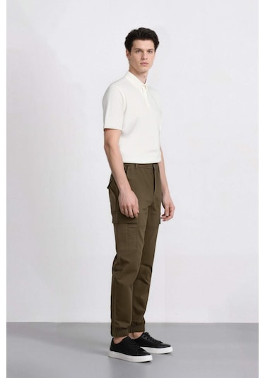 DeFacto Regular Gabardin Jogger Pantolon Kargo Cepli Beli Paçası Lastikli C9163AX25SPKH361