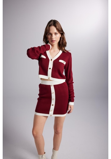 Holly Lolly Hırka Etek Elias Triko Takım Bordo
