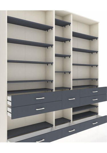 Arges Dolap 19 Raflı 8 Çekmeceli 220x30x243 Aytaşı-antrasit/antrasit Antrasıt/antrasıt