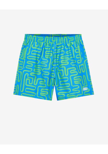 Skechers B 5 Inch Allover Print Swimshort Büyük Erkek Çocuk Mavi Deniz Şortu Sk2510098-400 Mavi