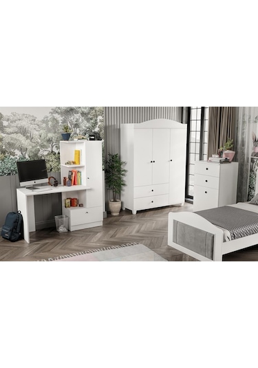 Torino Genç Odası, Çalışma Masası ve Kitaplık Beyaz