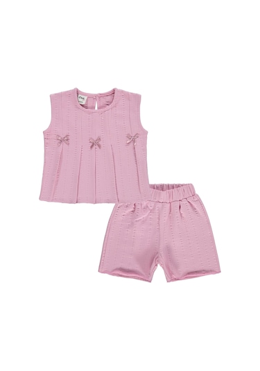 Civil Baby Kurdelalı Şortlu 6-18 Ay Takım - Pembe