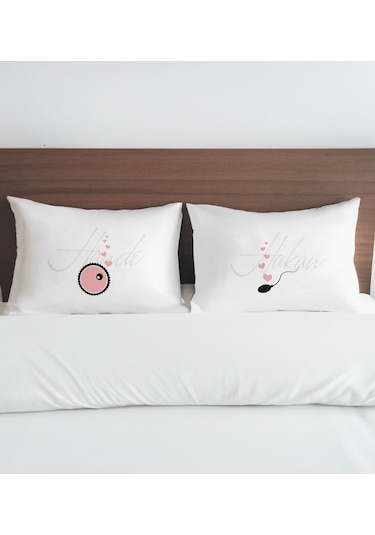 Bk Gift Kişiye Özel Sevgili Tasarımlı Pamuklu 2 Li Yastık Kılıfı Seti-4 50x70cm , Sevgiliye , Ev si, Tasarım Ev Tekstili