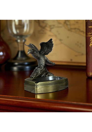 Kartal Figürlü Metal Çakmaklı Masa Kül Tablası