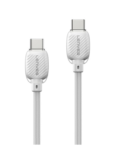 Lenyes Lc536 Type-c To Type-c Pd Örgü Tasarımlı Hızlı Şarj Özellikli Şarj Kablosu 60w 1m Beyaz Beyaz