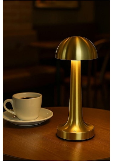 Lizbon 3 Işık Renkli Şarjlı Dim Edilebilir Masa Lambası Gold