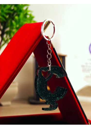 Harfli Anahtarlık Epoksi Kişiye Özel Yapım El Yapımı Harf Anahtarlık Kalp Model Özel Tasarım Hediyelik Ürün Kalp Desenli Simli Anahtarlık Açık Gri